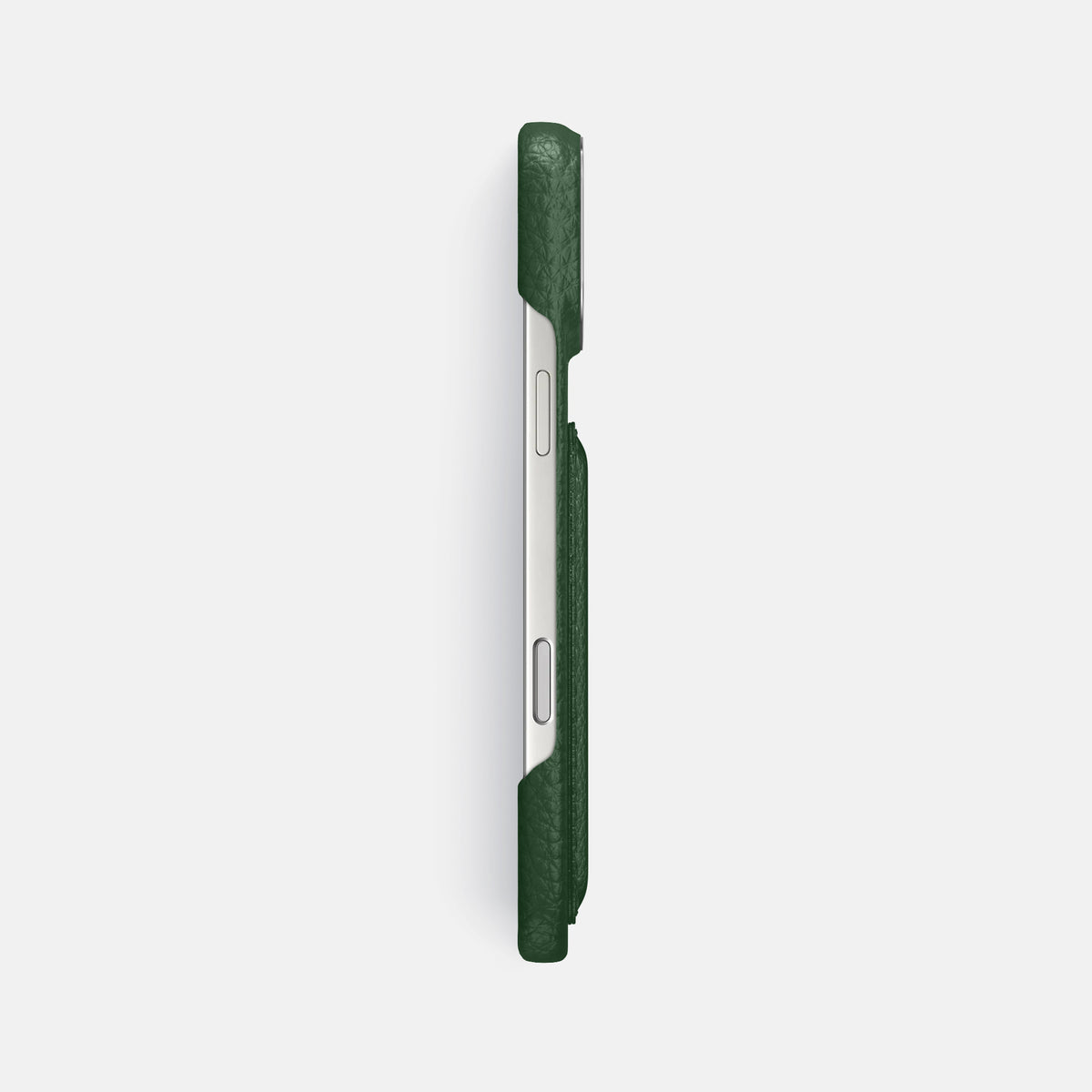 Double Card Case For iPhone 17 Pro Max In Calf -3 | Dark-Green-Steel