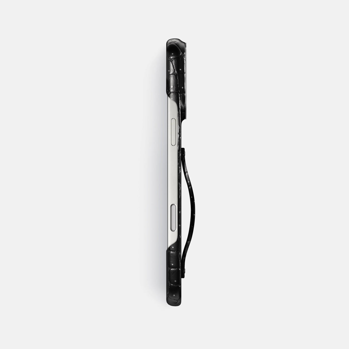 Finger Case For iPhone 18 Pro Max In Porosus Crocodile -3 | Shiny-Black-Steel