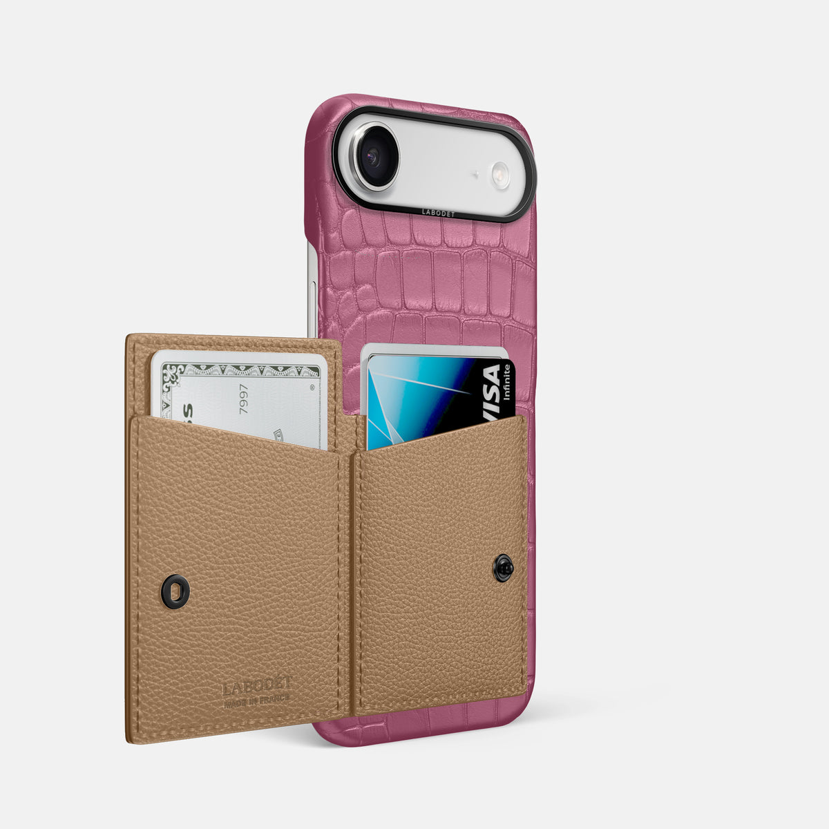 Bi-Fold Case For iPhone 17 Air In Alligator -2 | Pink-Lagoon-Black