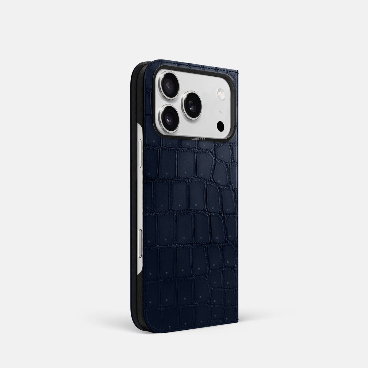 Folio Case For iPhone 17 Pro In Porosus Crocodile -1 | Deep-Blue-Sea-Black