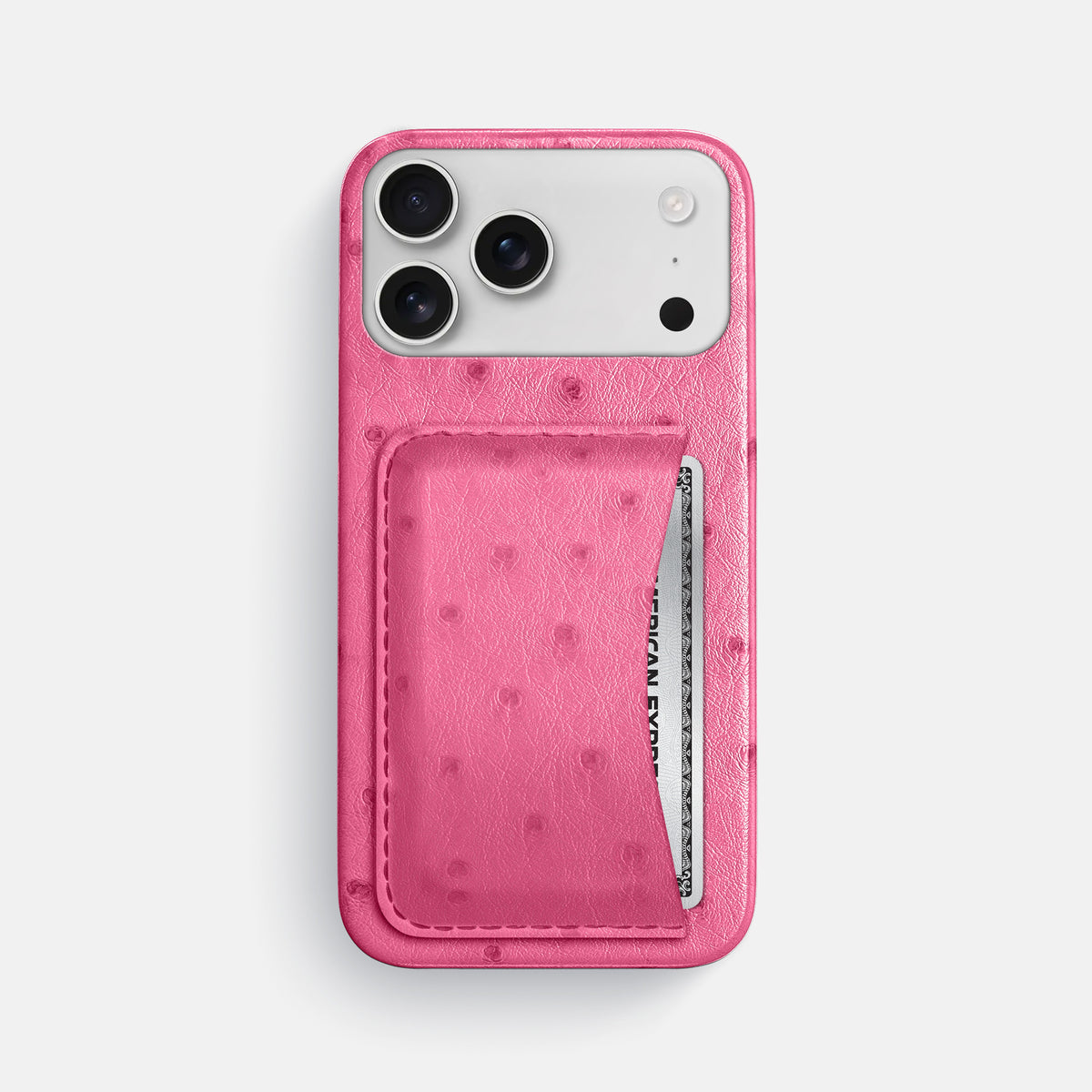Slim Card Case For iPhone 17 Pro Max In Ostrich -1 | Pink