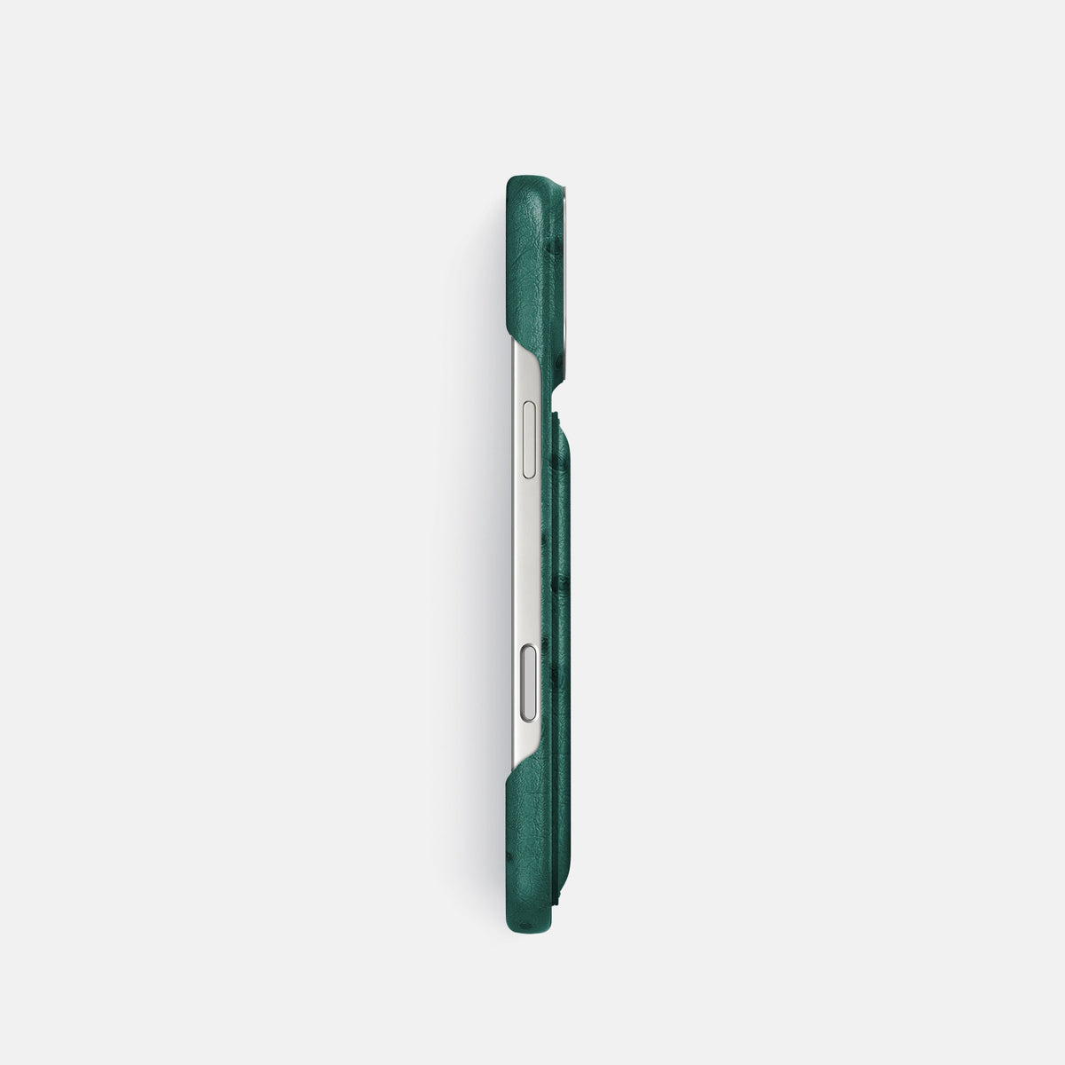 Double Card Case For iPhone 18 Pro In Ostrich -3 | Forest-Green-Steel