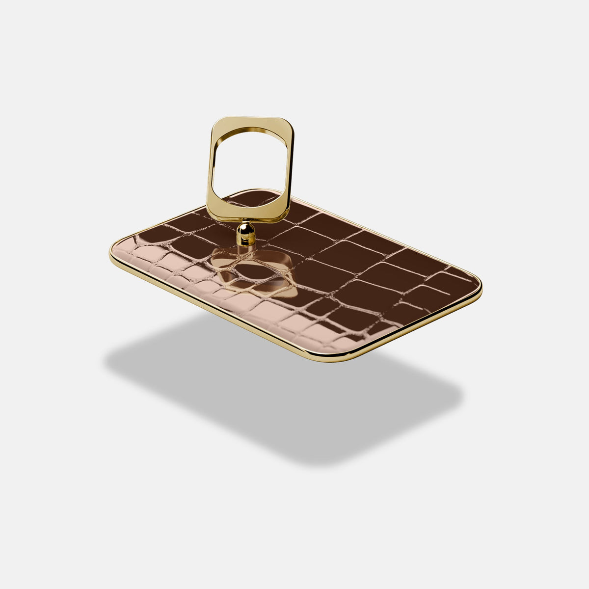 MagSafe Ring For iPhone 18 Pro In Shiny Alligator -4 | Brown-Gold