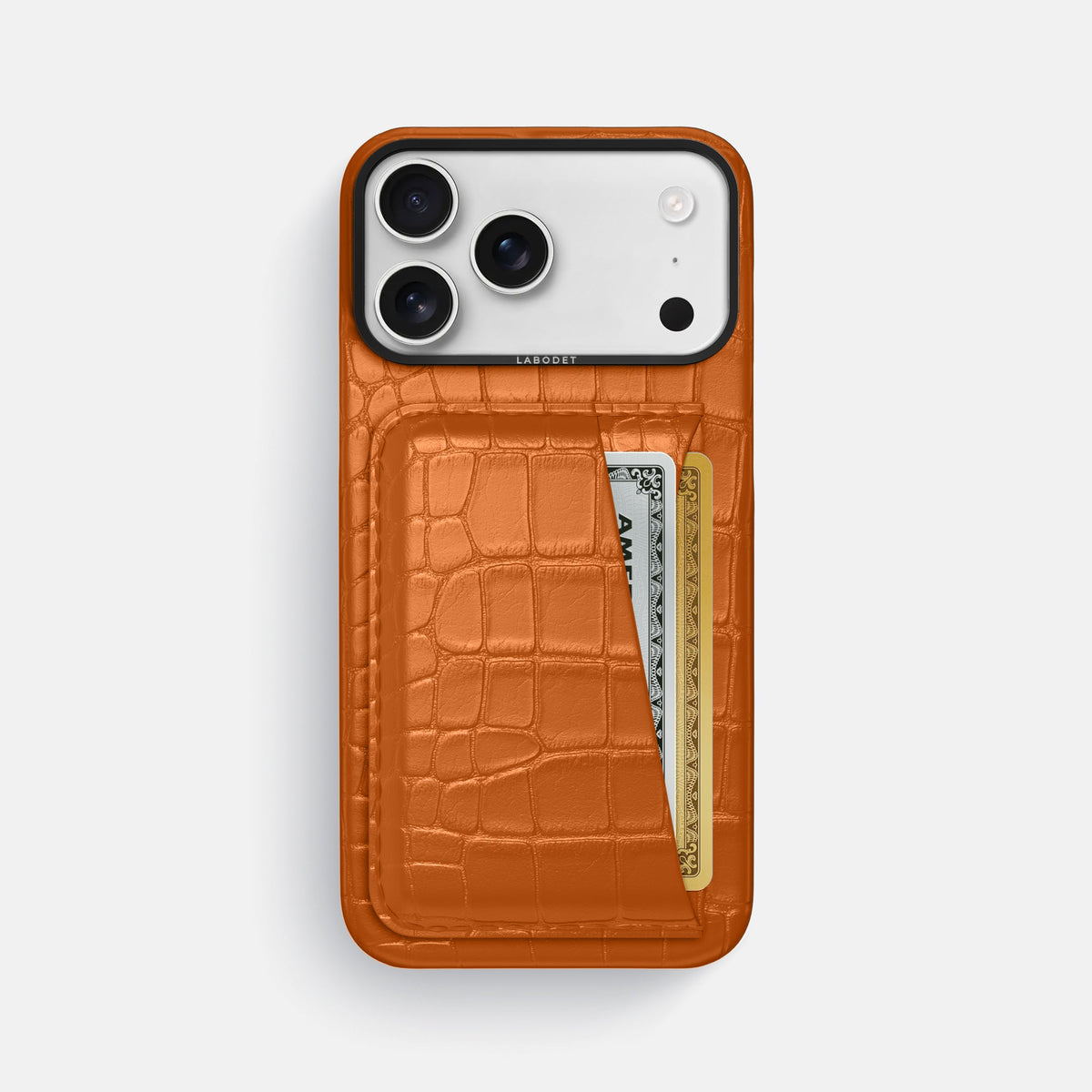 Double Card Case For iPhone 18 Pro Max In Alligator -1 | Orange-Black