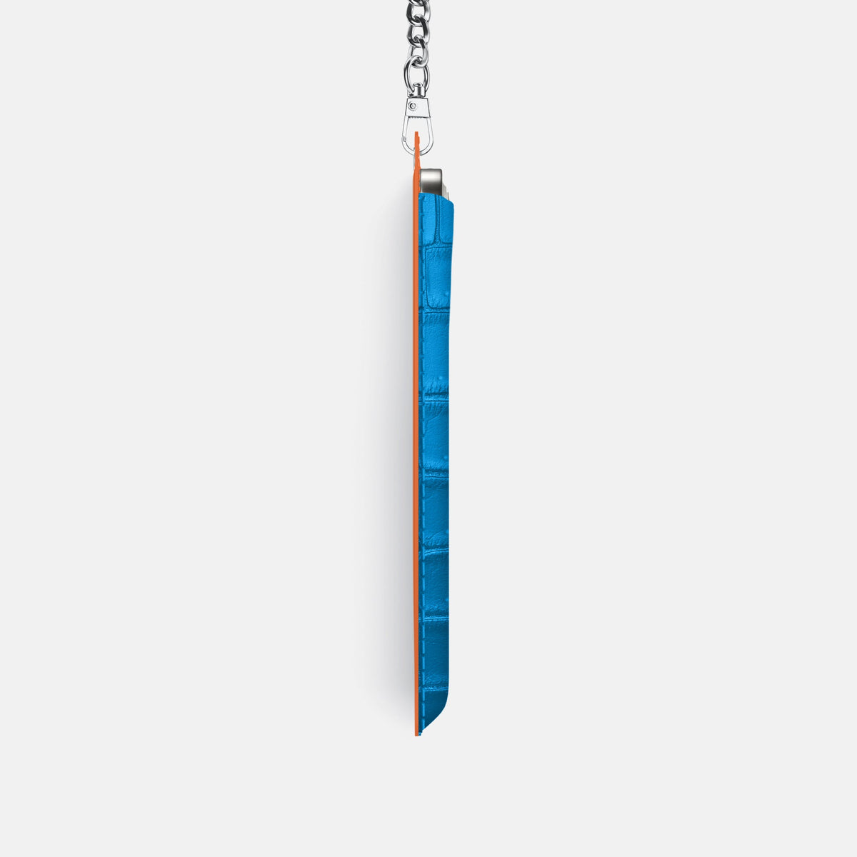 Crossbody Bag For iPhone 18 Pro In Porosus Crocodile -4 | Blue-Lagoon-Steel