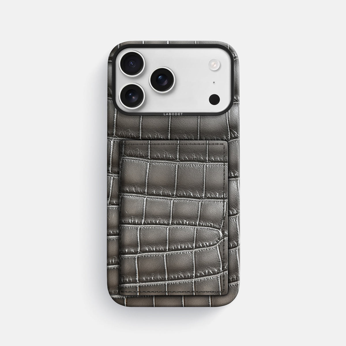 Bi-Fold Case For iPhone 18 Pro Max In Patina Alligator -1 | Grey-Black