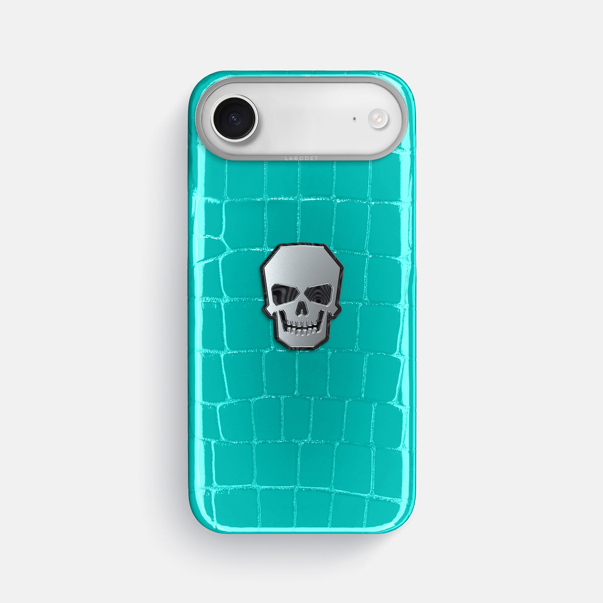 Classic Case With Titanium Skull For iPhone 17 Air In Shiny Alligator -1 | Mint-Steel