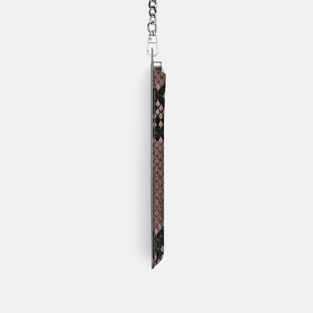 Crossbody Bag For iPhone 18 Pro In Deluxe Python -4 | Mahogany-Brown-Steel