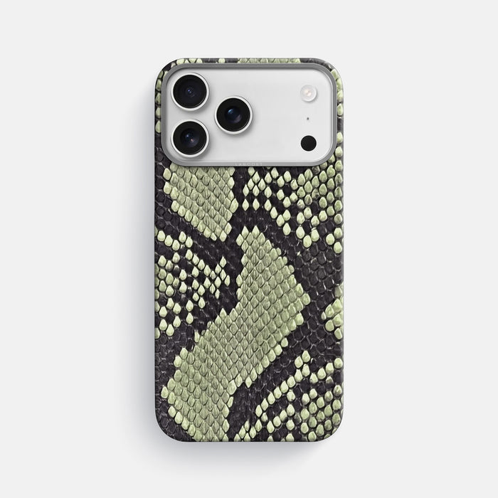 Classic Case For iPhone 17 Pro Max In Deluxe Python -1 | Army-Green-Steel