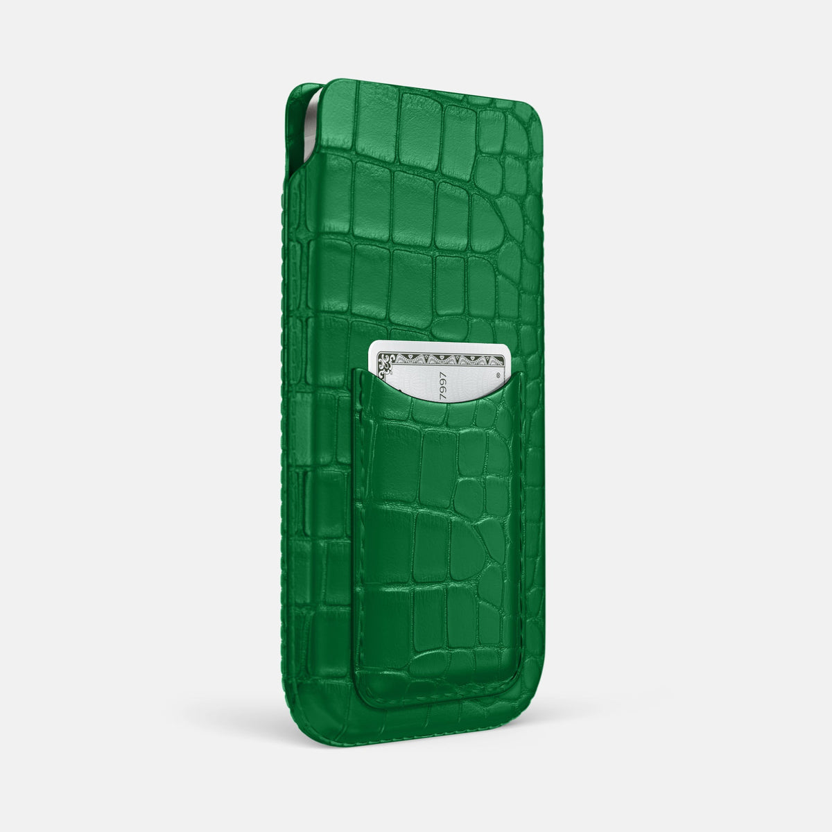 Pouch Card Case For iPhone 18 Pro In Alligator -2 | Forest-Green