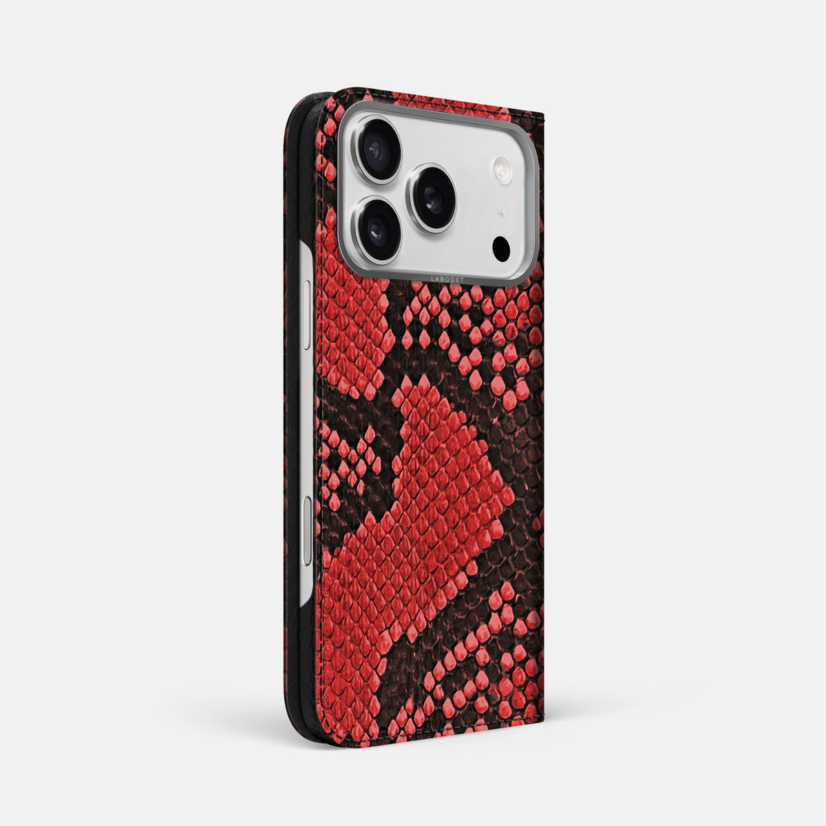 Folio Case For iPhone 18 Pro Max In Deluxe Python -1 | Red-Steel