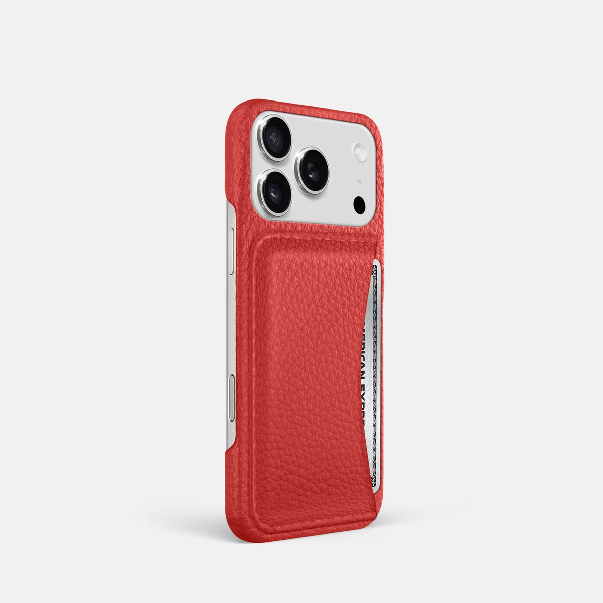Slim Card Case For iPhone 18 Pro In Calf -2 | Red