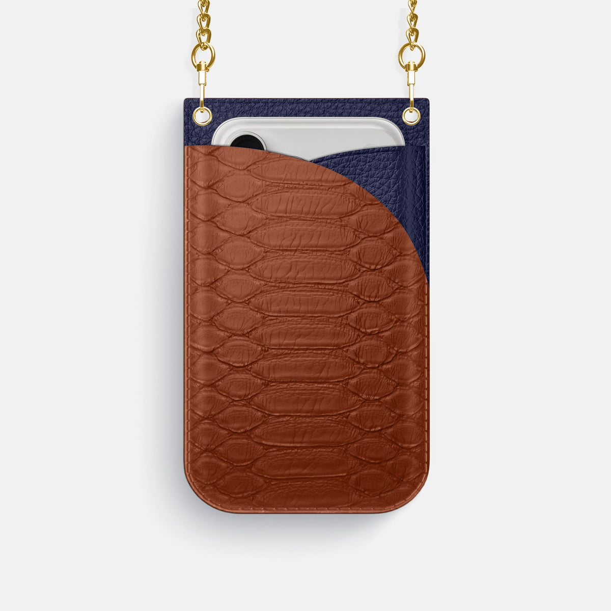 Crossbody Bag For iPhone 18 Pro In Python -1 | Medium-Brown-Gold