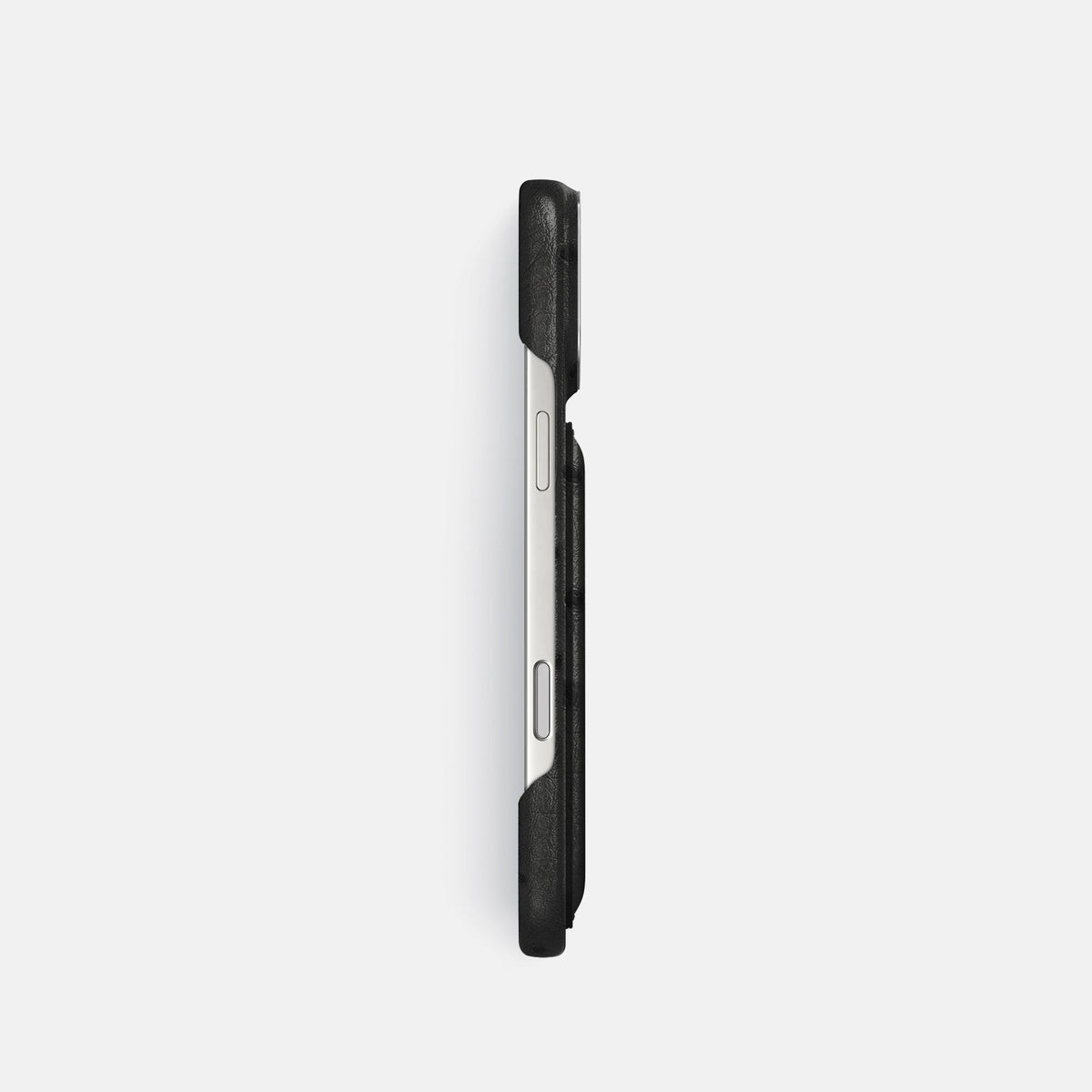 Double Card Case For iPhone 18 Pro In Ostrich -3 | Black-Steel