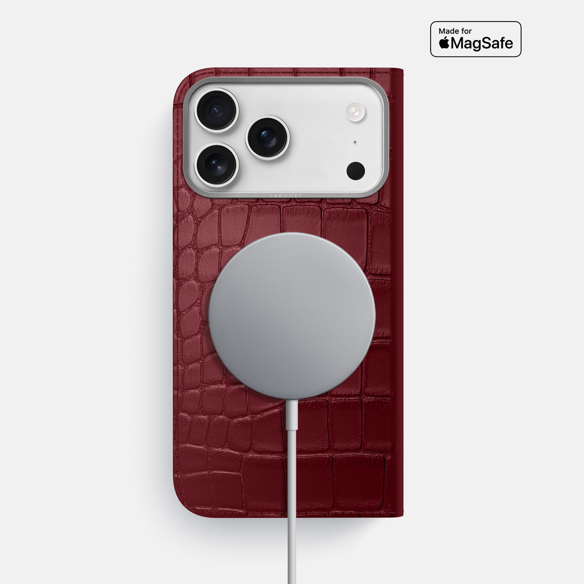 Folio Case For iPhone 17 Pro Max In Alligator -3 | Burgundy-Steel