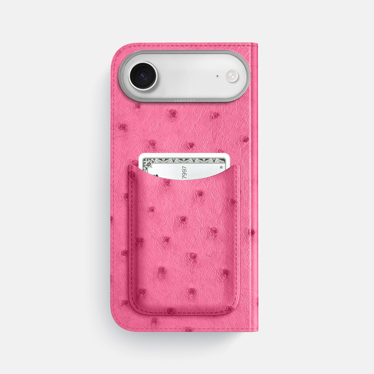 Folio Case with Card For iPhone 17 Air In Ostrich -3 | Pink-Steel