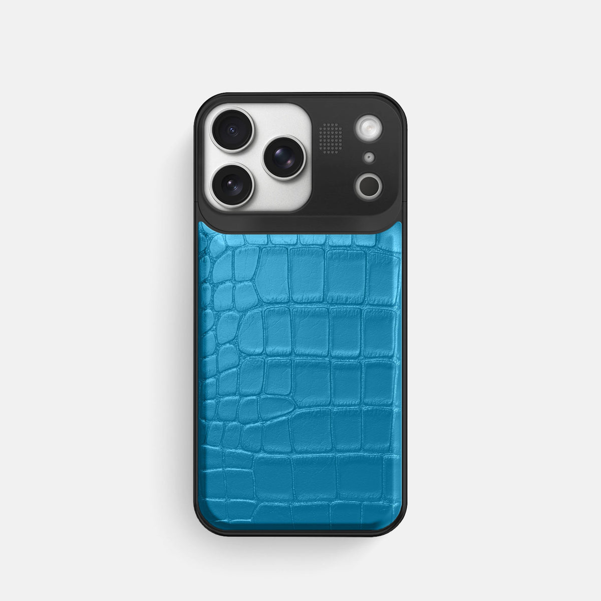 Metal Case For iPhone 18 Pro In Alligator -1 | Curaçao-Blue-Black