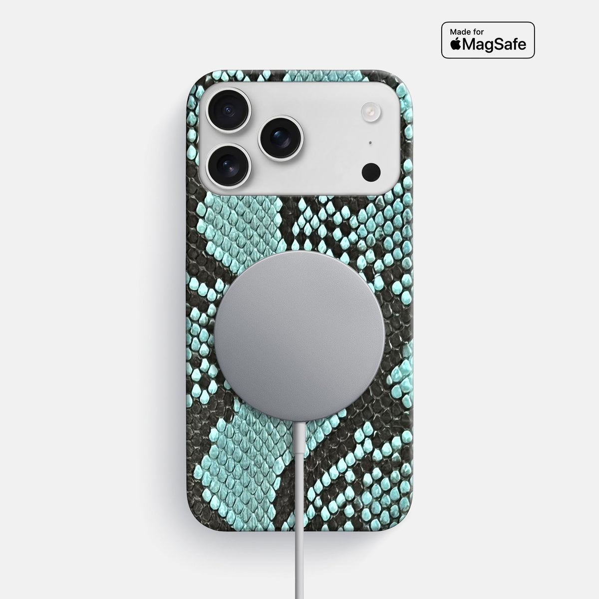 Slim Case For iPhone 18 Pro Max In Deluxe Python -5 | Blue-Lagoon