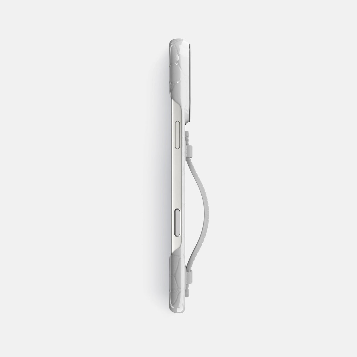 Center Handle For iPhone 18 Pro Max In Shiny Alligator -2 | White-Steel