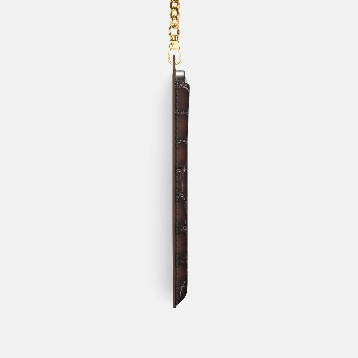 Crossbody Bag For iPhone 18 Pro In Patina Alligator -4 | Havana-Brown-Gold