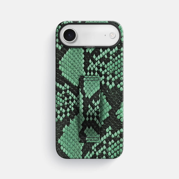 Finger Case For iPhone 17 Air In Deluxe Python -1 | Forest-Green-Black