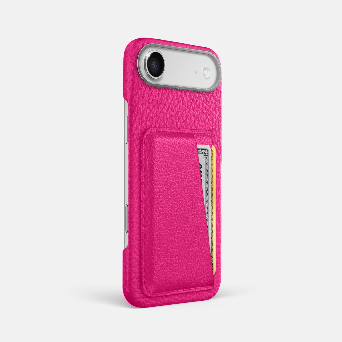 Double Card Case For iPhone 17 Air In Calf -2 | Magenta-Steel