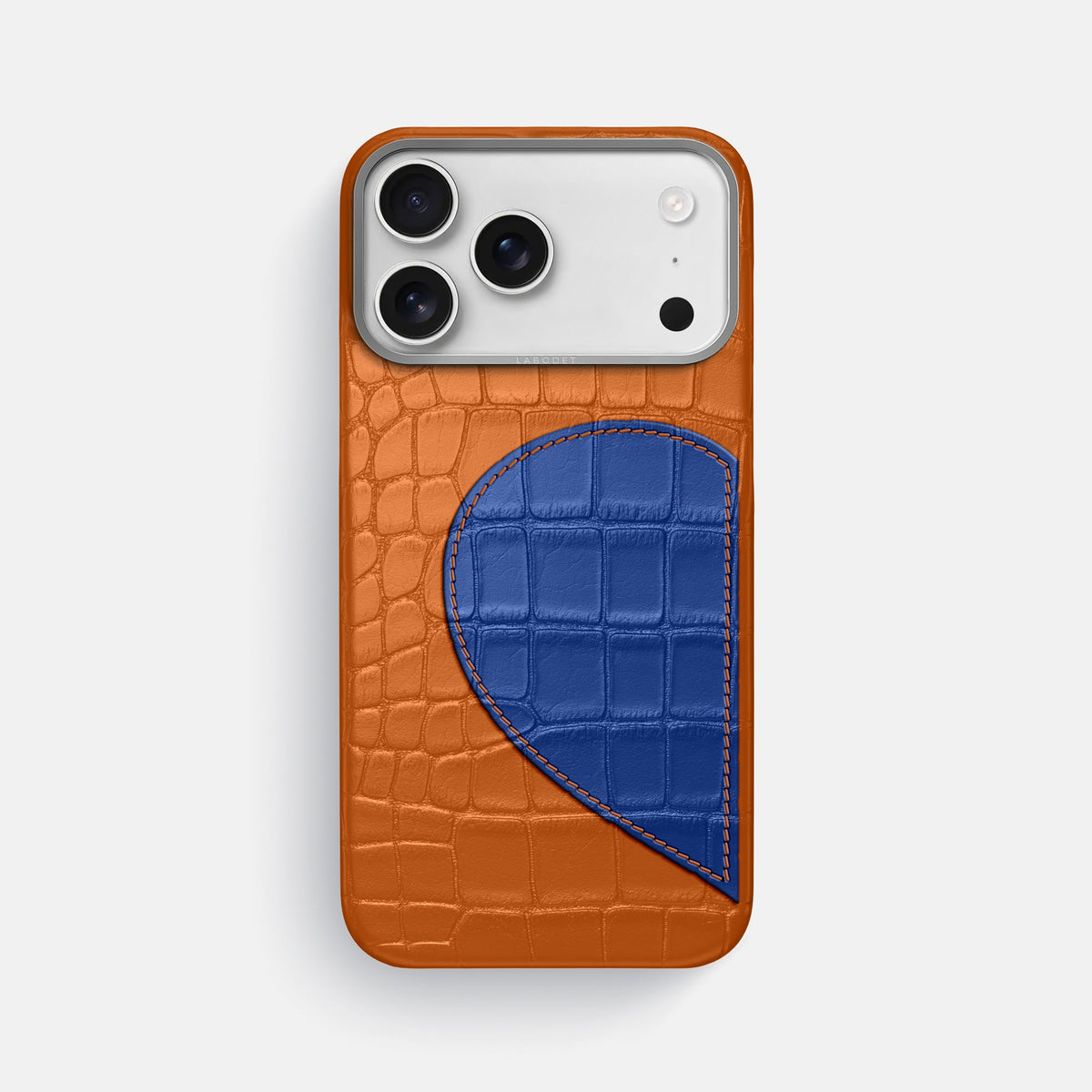 Classic Case With Half Heart - Left For iPhone 18 Pro Max In Alligator -1 | Orange-Steel