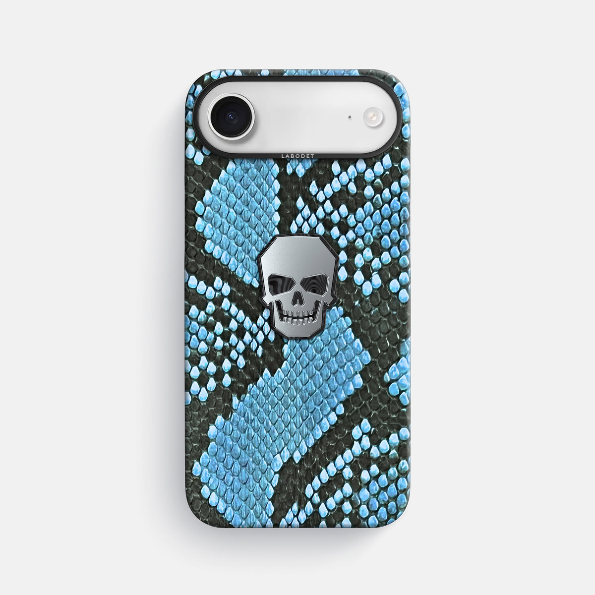 Classic Case With Titanium Skull For iPhone 17 Air In Deluxe Python -1 | Pacific-Blue-Black