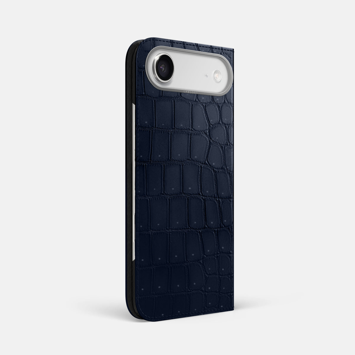 Folio Case For iPhone 17 Air In Porosus Crocodile -1 | Deep-Blue-Sea-Steel
