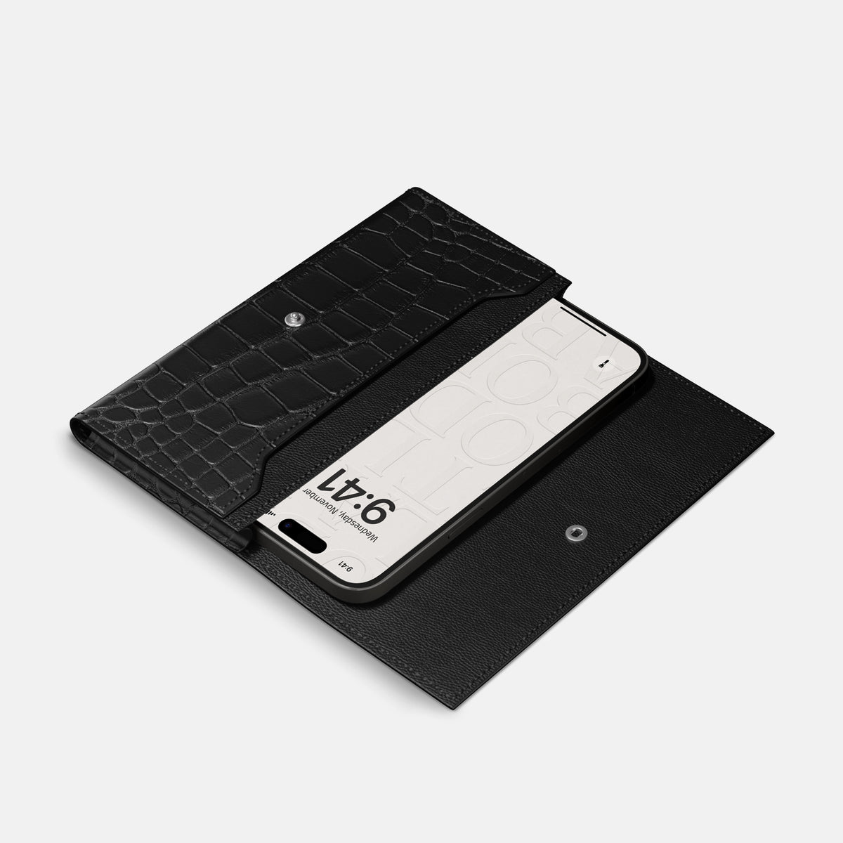Wallet Case For iPhone 17 Pro In Alligator -2 | Black