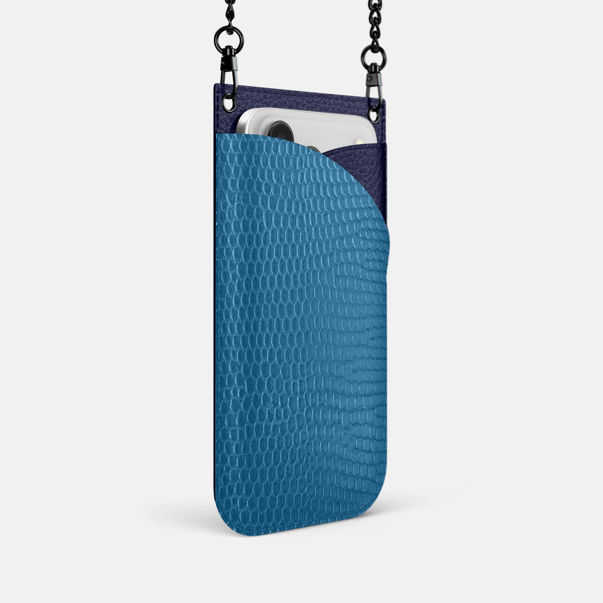 Crossbody Bag For iPhone 18 Pro In Lizard -2 | Blue-Black