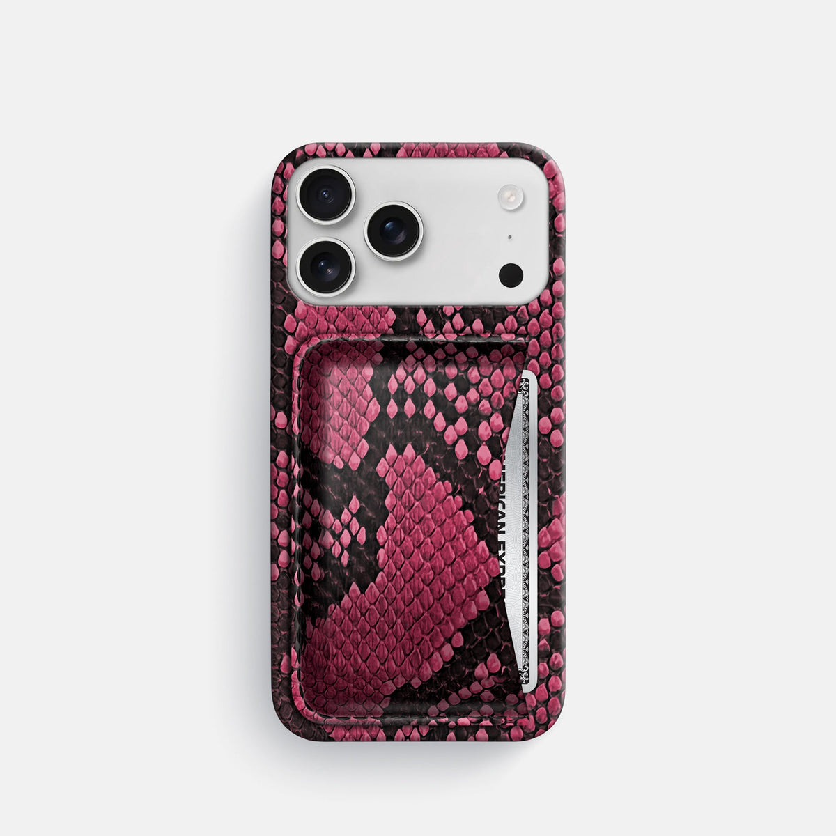 Slim Card Case For iPhone 18 Pro In Deluxe Python -1 | Burgundy