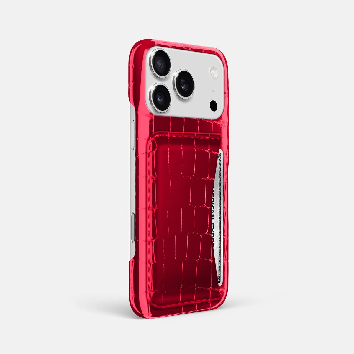 Slim Card Case For iPhone 18 Pro Max In Shiny Alligator -2 | Cherry