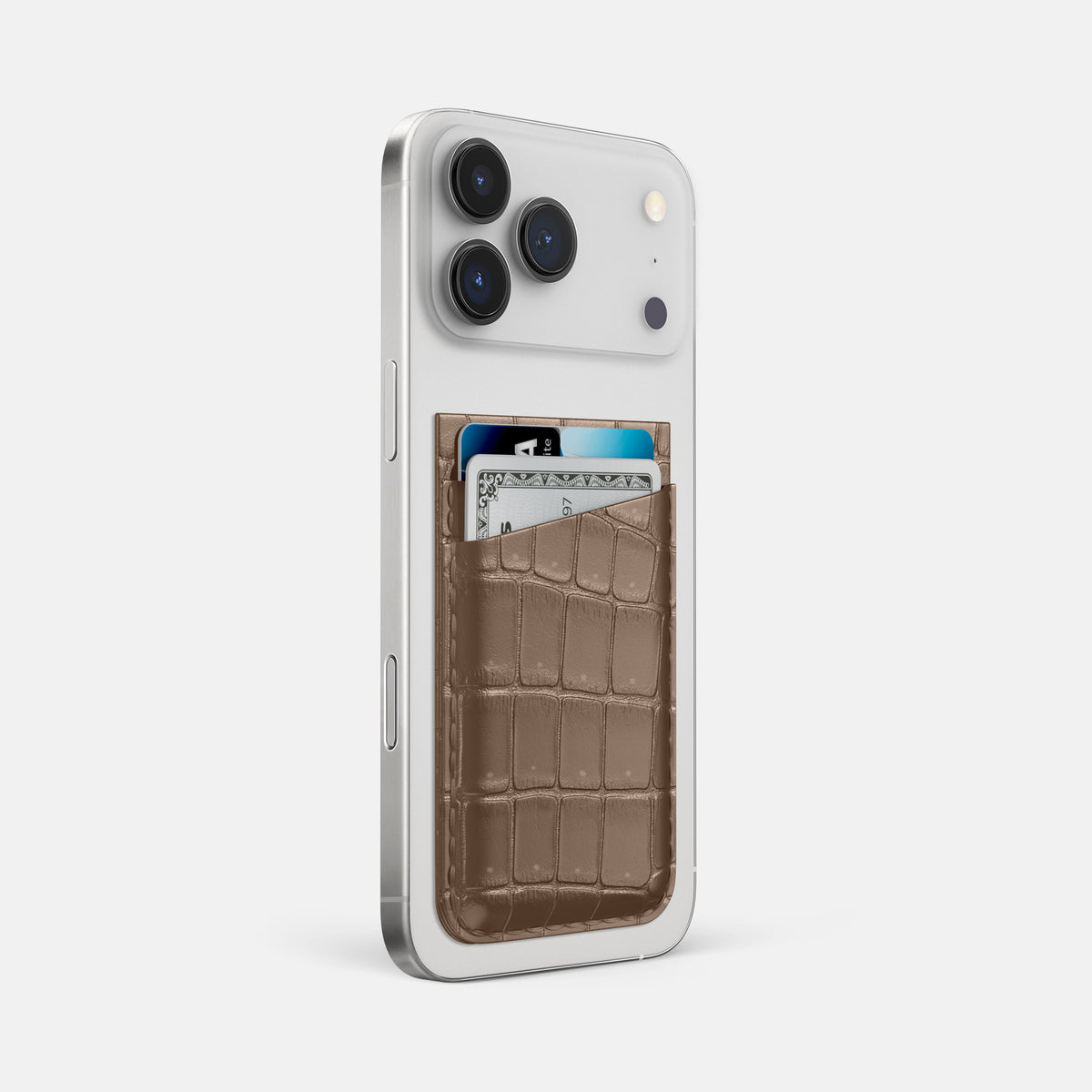 MagSafe Wallet For iPhone 17 Pro Max In Porosus Crocodile -2 | Fur-Brown