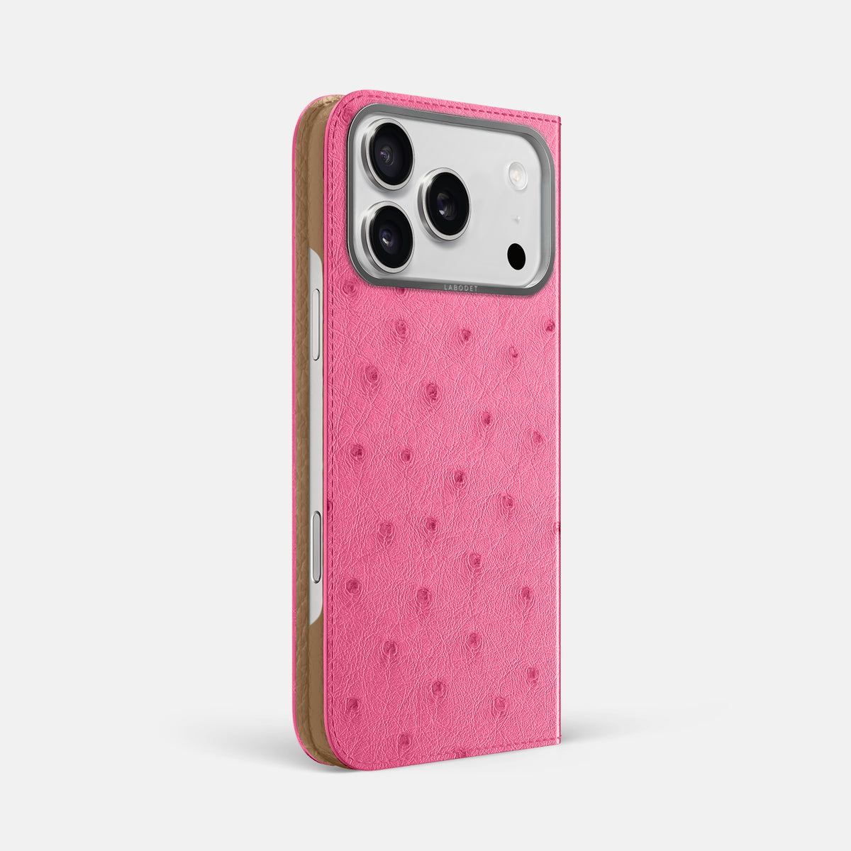Folio Case For iPhone 17 Pro Max In Ostrich -1 | Pink-Steel