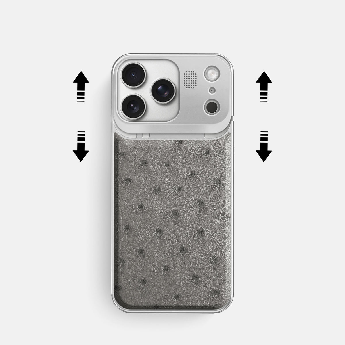 Metal Case For iPhone 17 Pro In Ostrich -2 | Grey-Steel