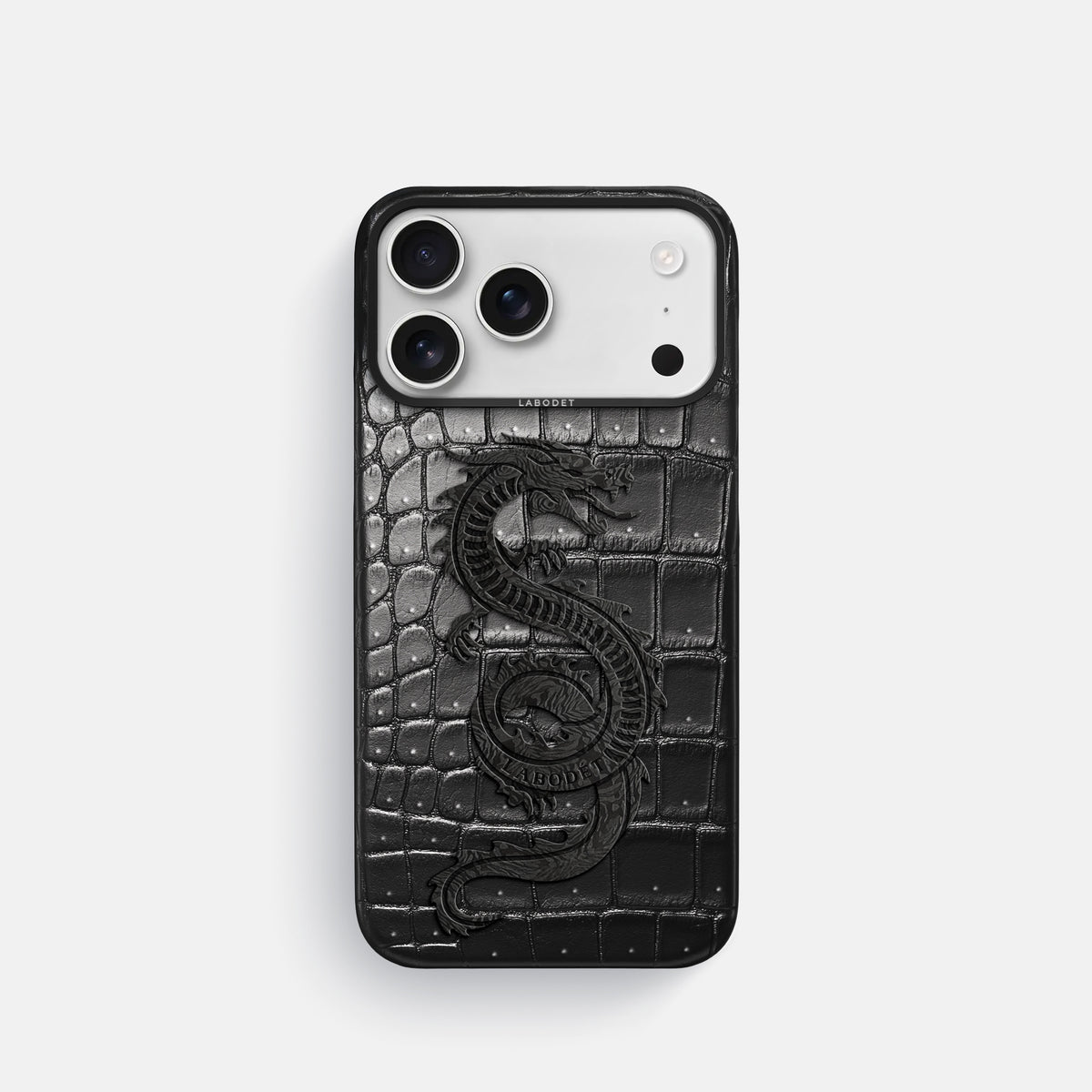Classic Case With Carbon Dragon For iPhone 17 Pro In Porosus Crocodile -1 | Shiny-Black-Black