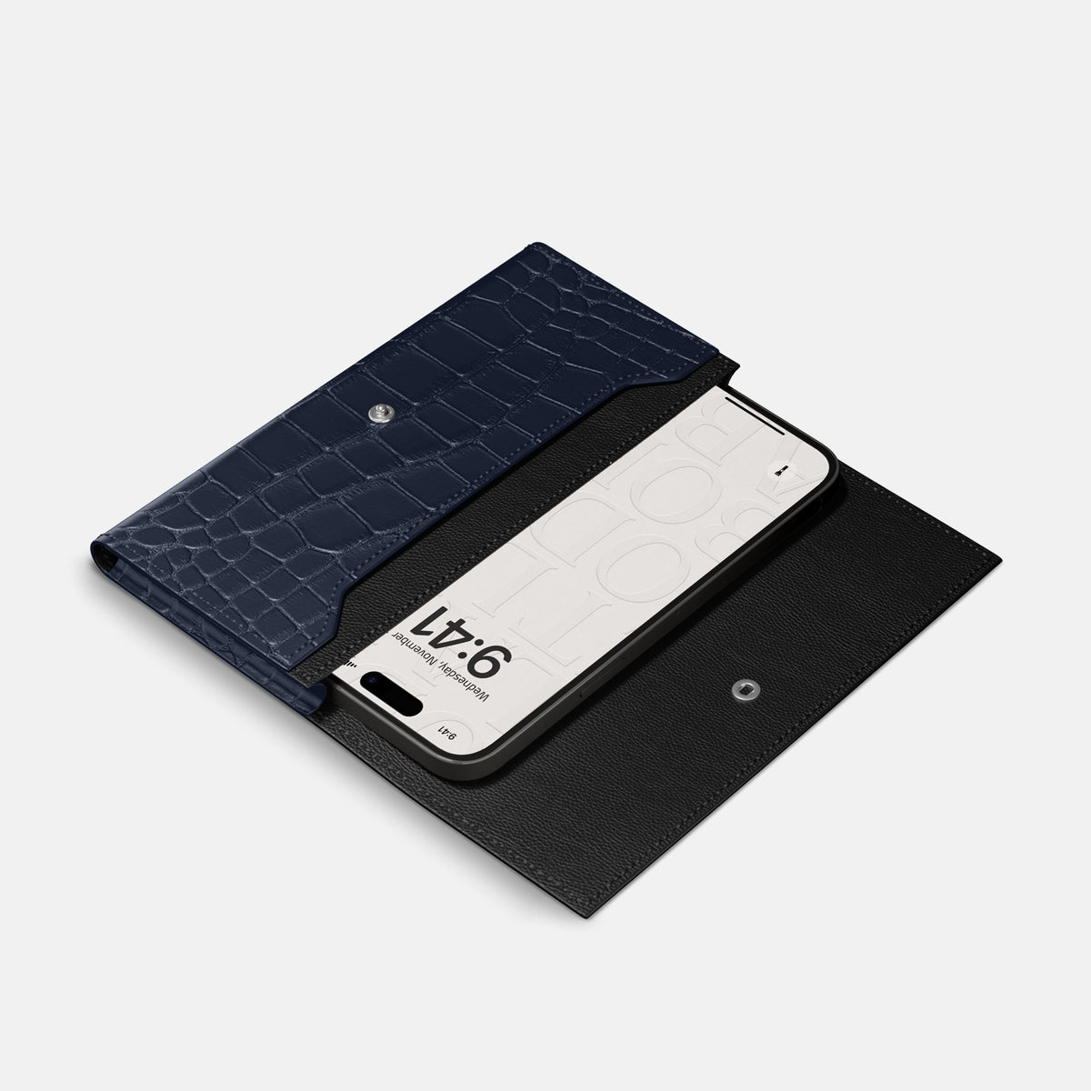Wallet Case For iPhone 17 Pro In Alligator -2 | Navy-Blue