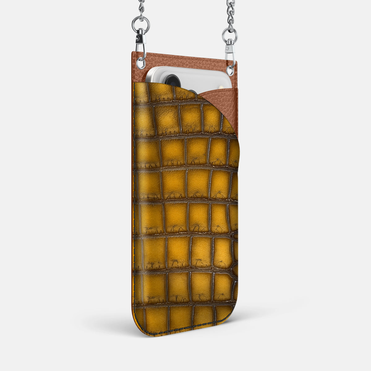 Crossbody Bag For iPhone 17 Pro Max In Patina Alligator -2 | Sydney-Steel