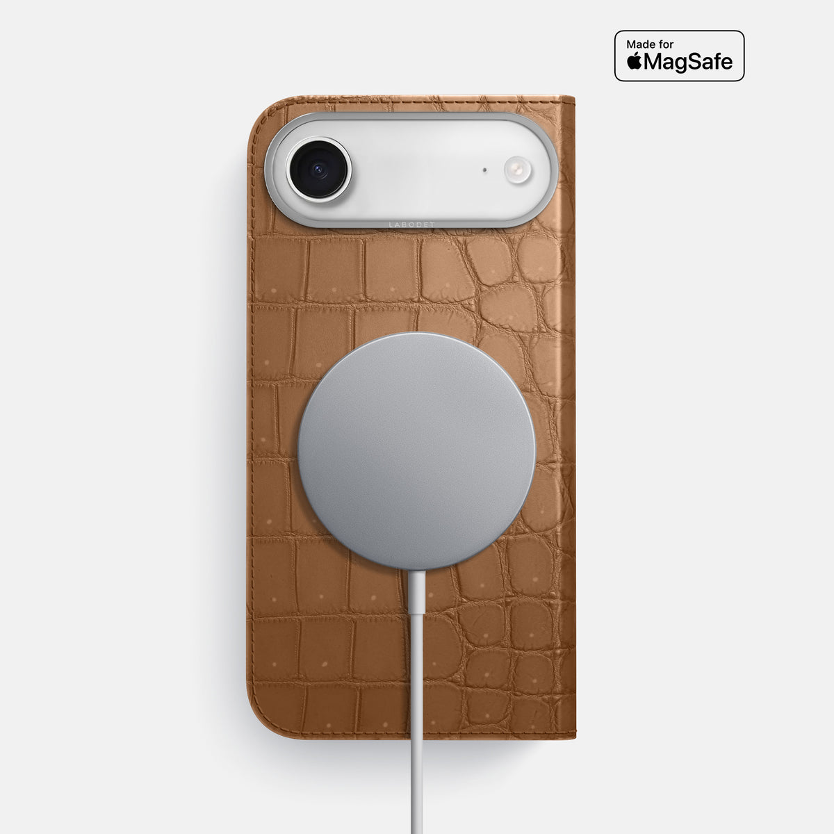 Folio Case For iPhone 17 Air In Porosus Crocodile -3 | Milk-Chocolate-Steel