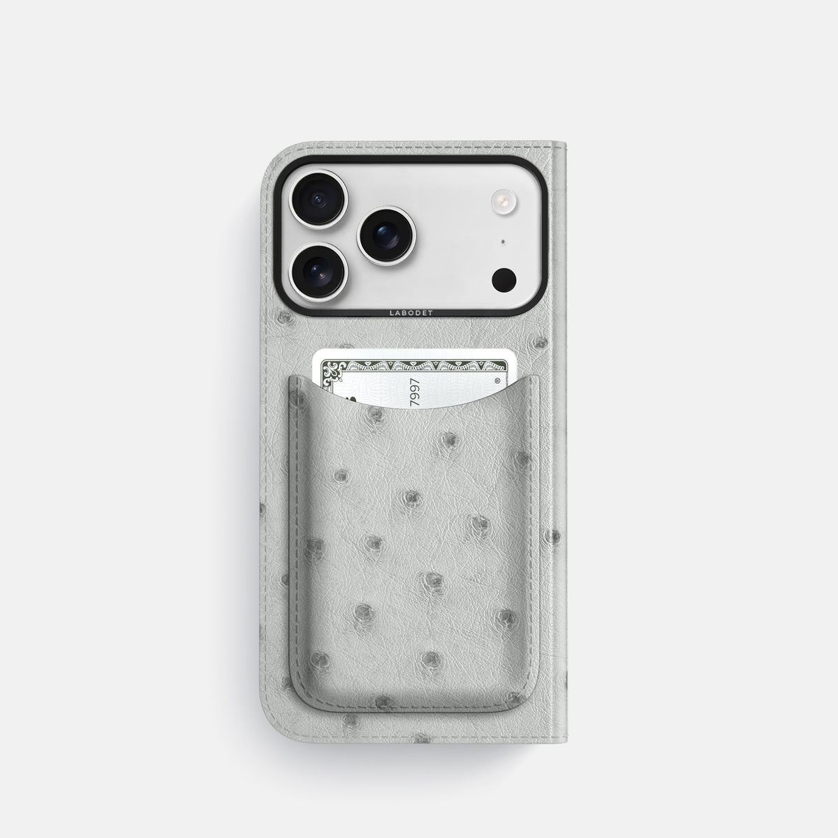 Folio Case with Card For iPhone 17 Pro In Ostrich -3 | White-Black