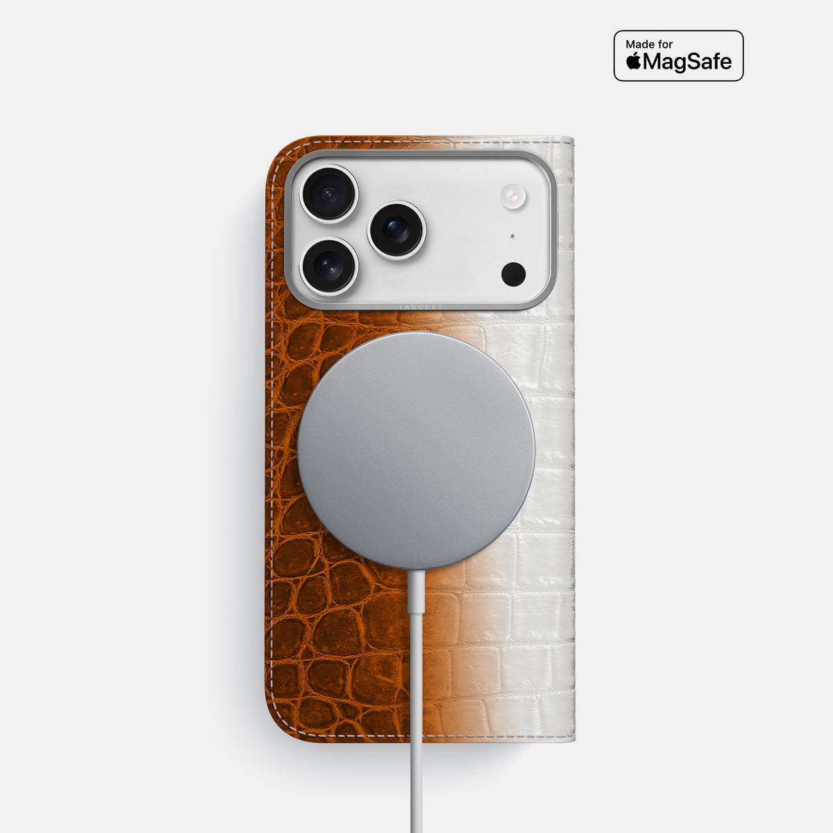 Folio Case For iPhone 17 Pro In Himalayan Crocodile -3 | Orange-Steel