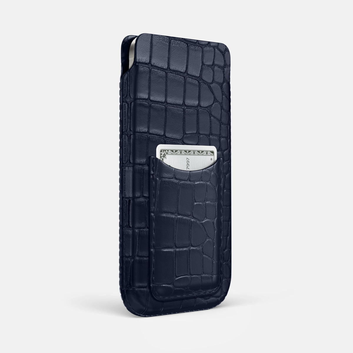 Pouch Card Case For iPhone 18 Pro Max In Alligator -2 | Navy-Blue