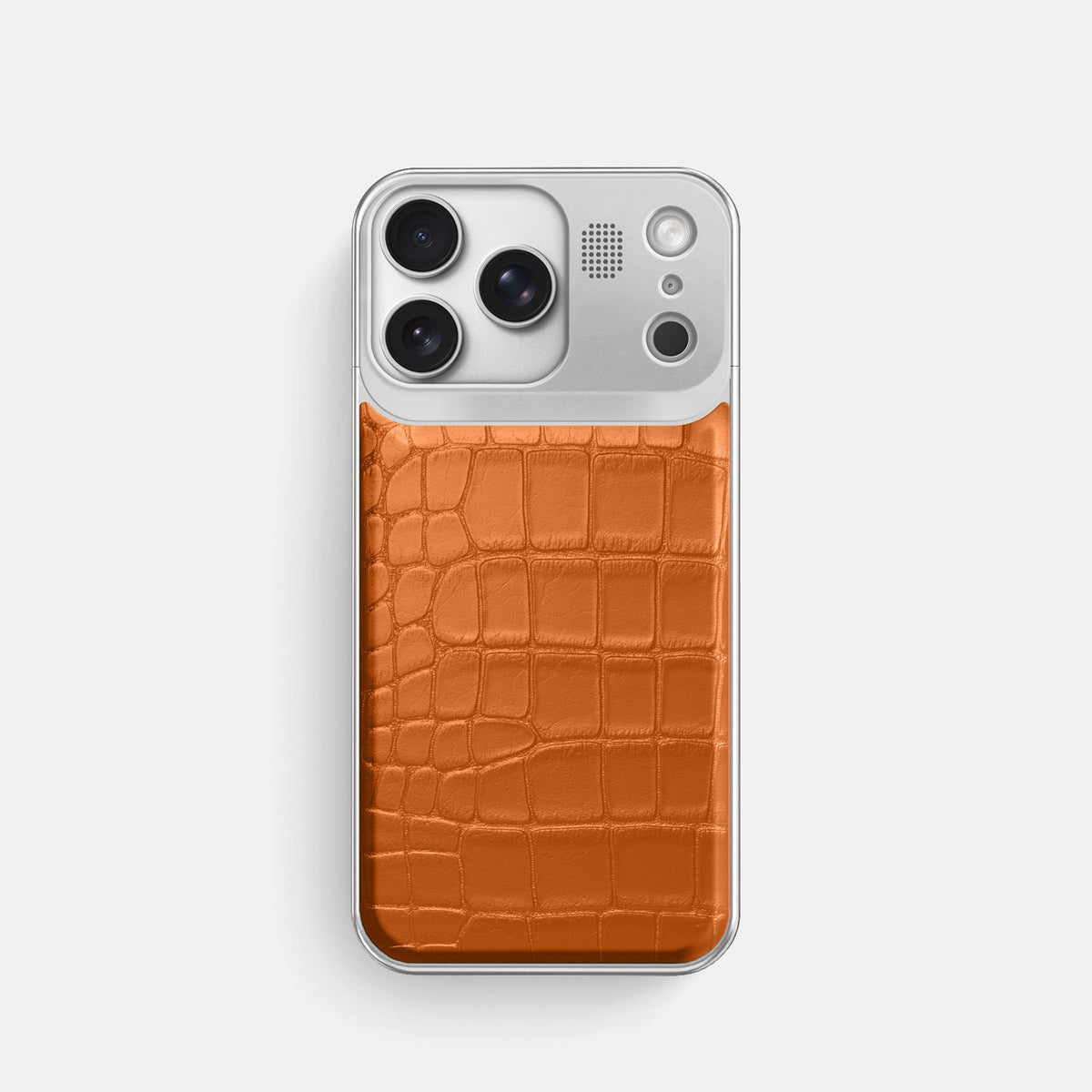 Metal Case For iPhone 18 Pro In Alligator -1 | Orange-Steel