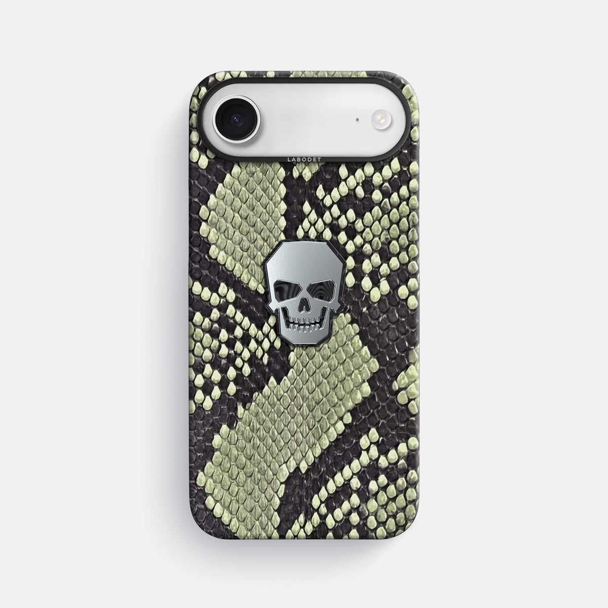 Classic Case With Titanium Skull For iPhone 17 Air In Deluxe Python -1 | Army-Green-Black