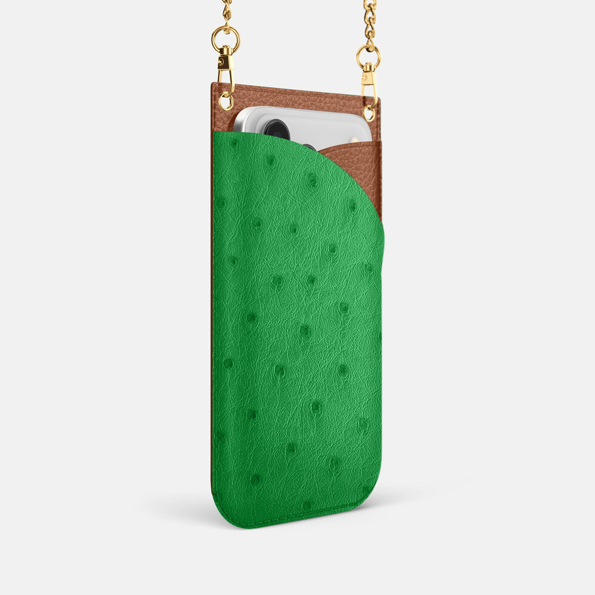 Crossbody Bag For iPhone 18 Pro In Ostrich -2 | Kentucky-Green-Gold