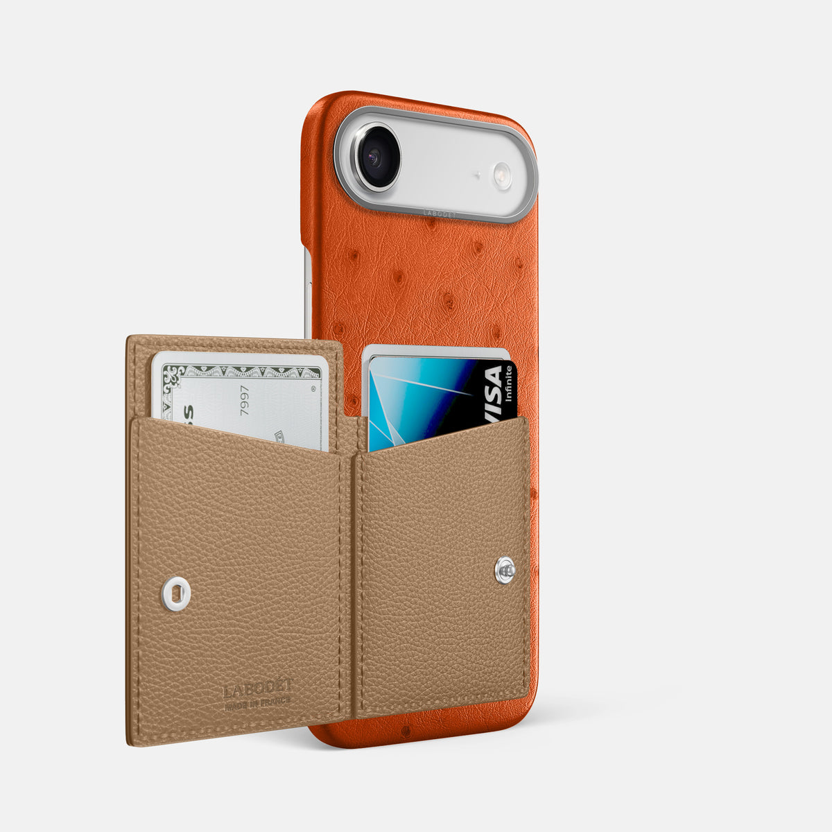 Bi-Fold Case For iPhone 17 Air In Ostrich -2 | Orange-Steel