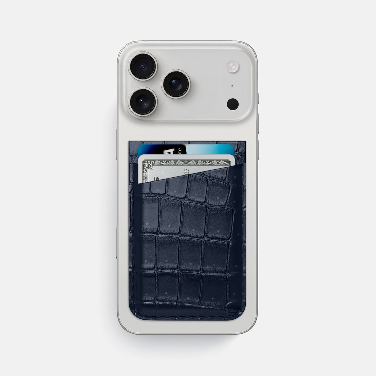 MagSafe Wallet For iPhone 18 Pro Max In Porosus Crocodile -1 | Deep-Blue-Sea