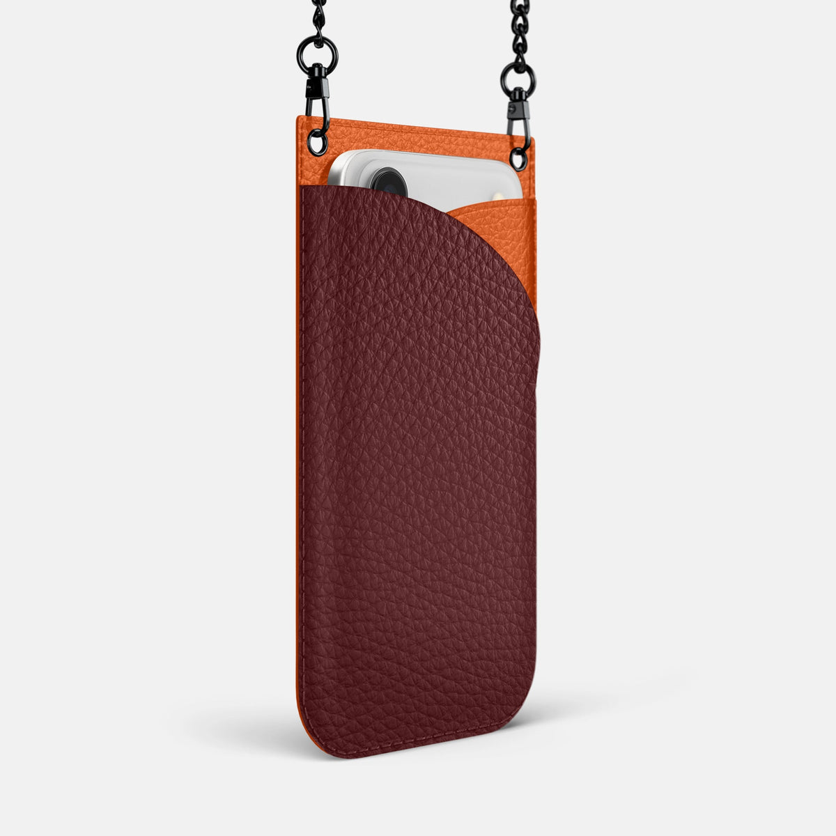 Crossbody Bag For iPhone 18 Pro Max In Calf -2 | Bordeaux-Black