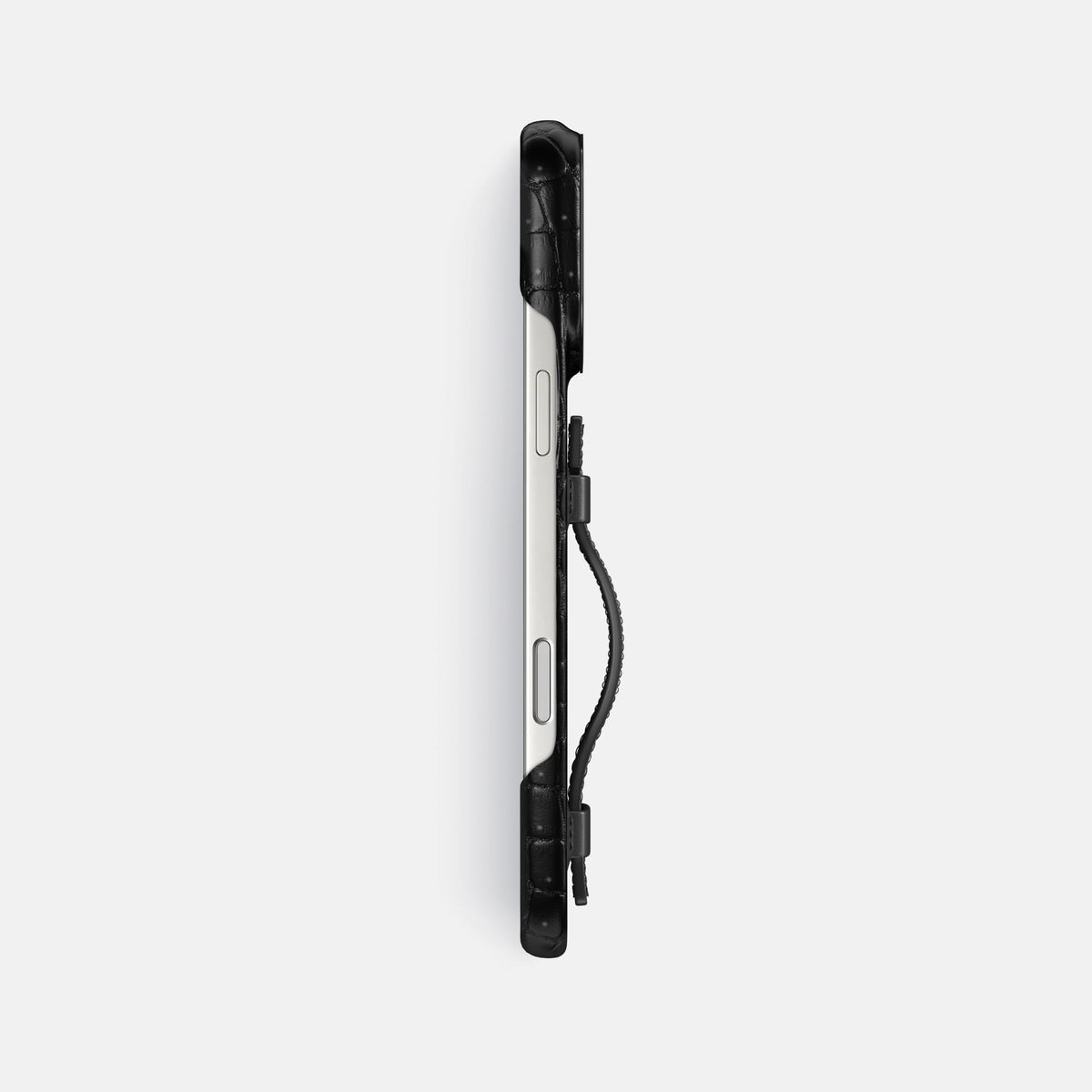 Handle Case For iPhone 18 Pro Max In Porosus Crocodile -3 | Black-Black